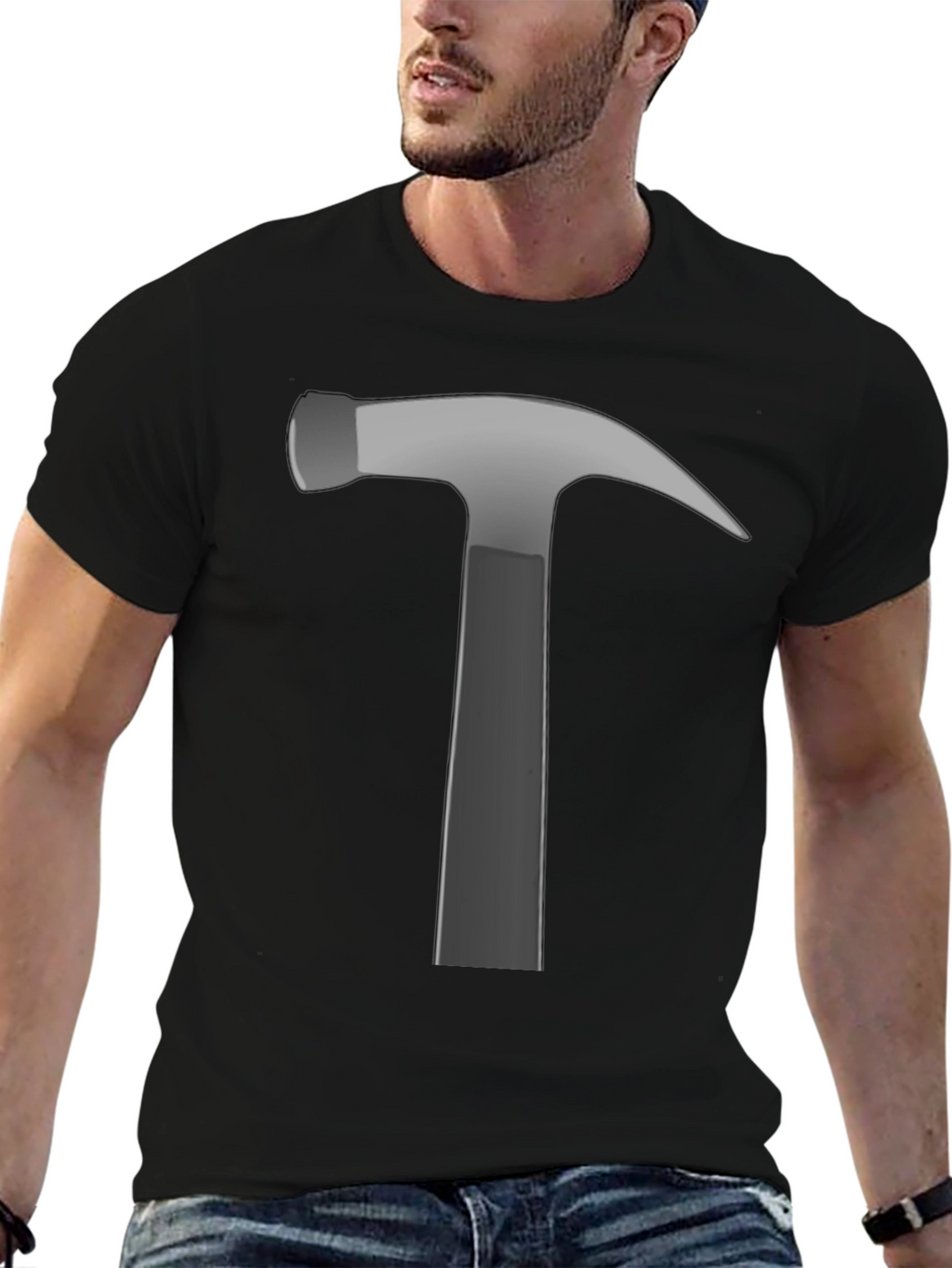 Hammer Graphic Tee - Black Cotton Crew Neck