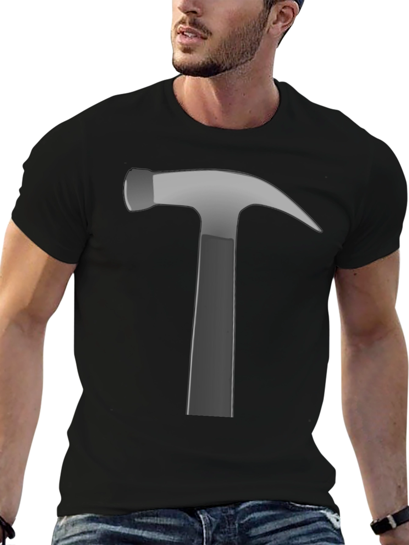 Hammer Graphic Tee - Black Cotton Crew Neck