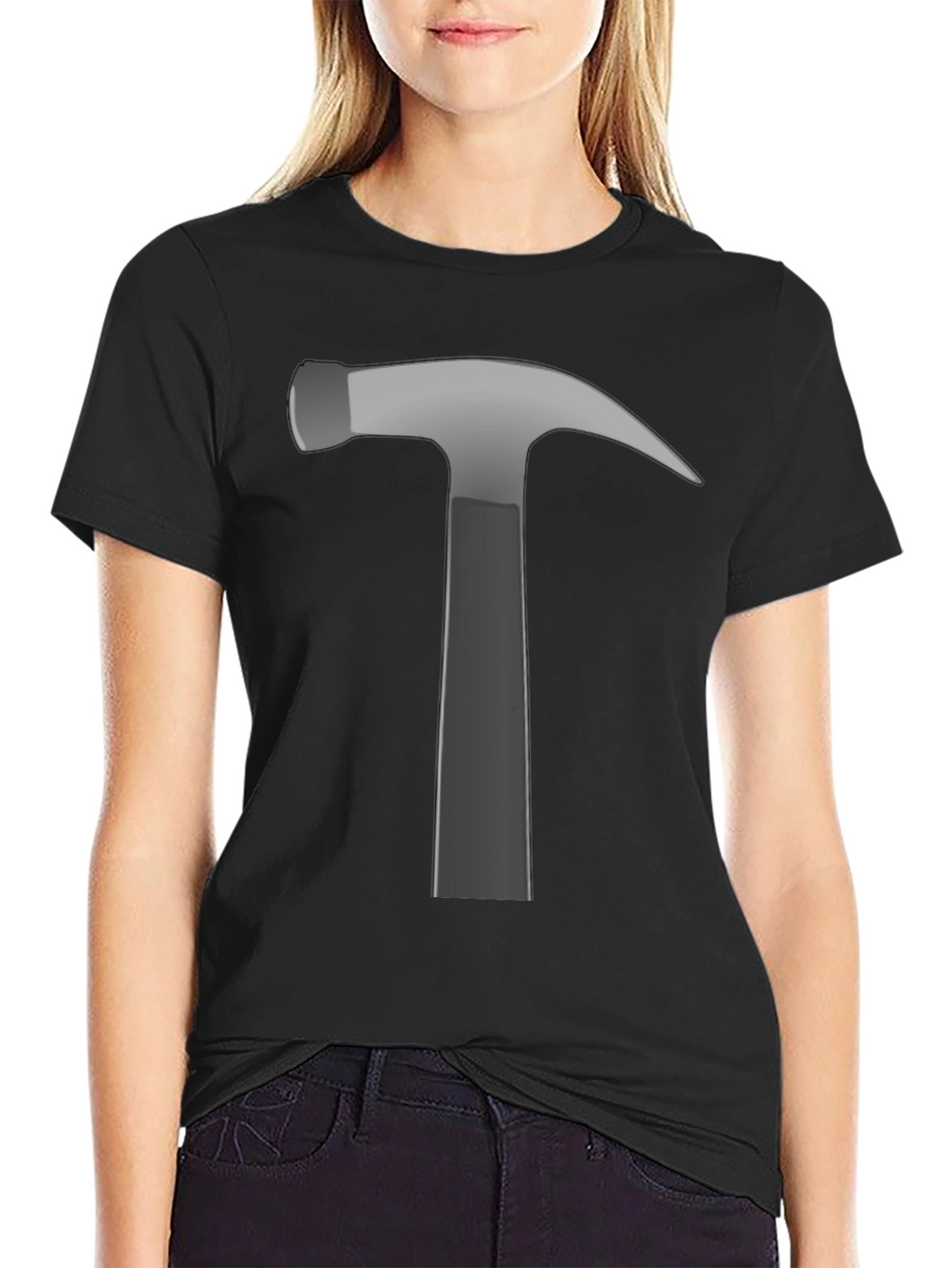 Hammer Graphic Tee - Black Cotton Crew Neck