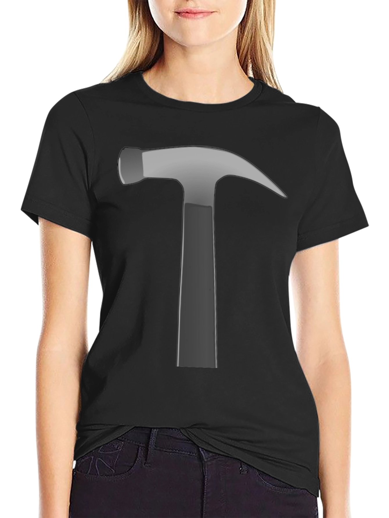 Hammer Graphic Tee - Black Cotton Crew Neck