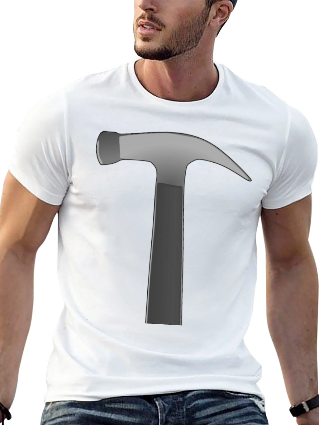 Hammer Graphic Tee - Black Cotton Crew Neck