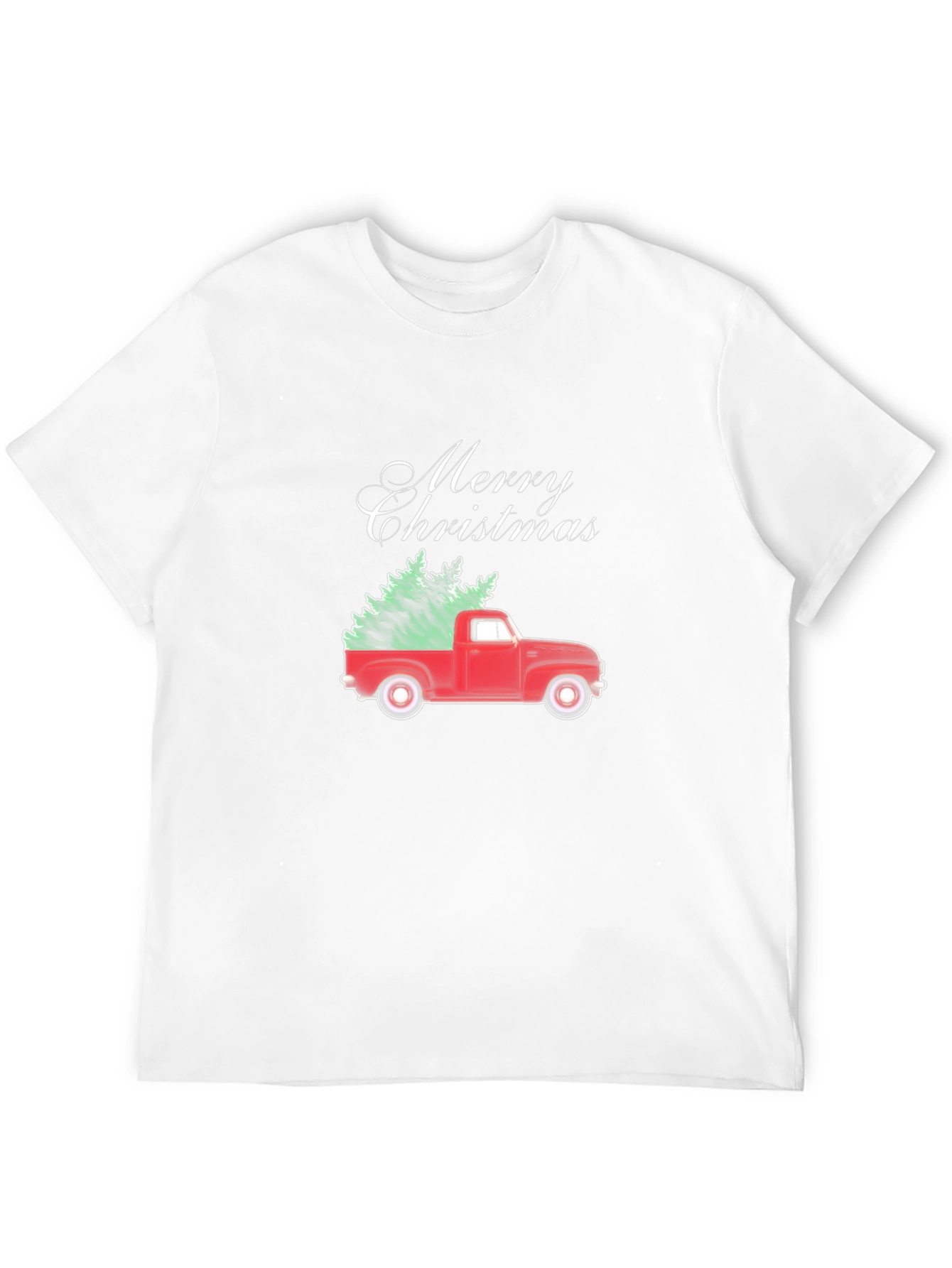Merry Christmas Red Truck Tree T-Shirt