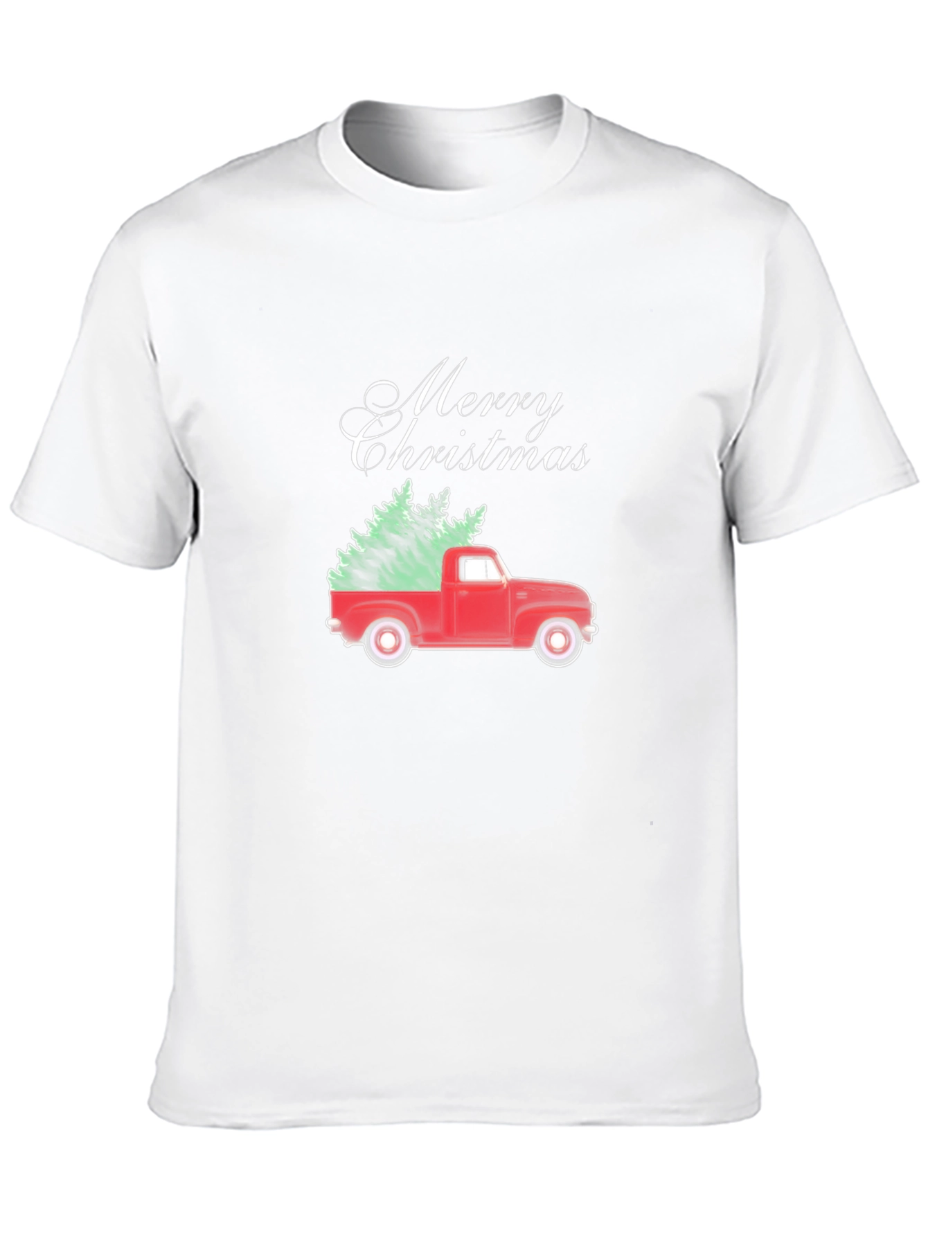 Merry Christmas Red Truck Tree T-Shirt