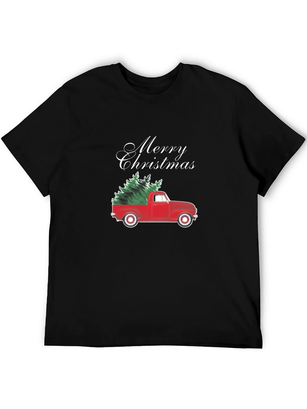 Merry Christmas Red Truck Tree T-Shirt