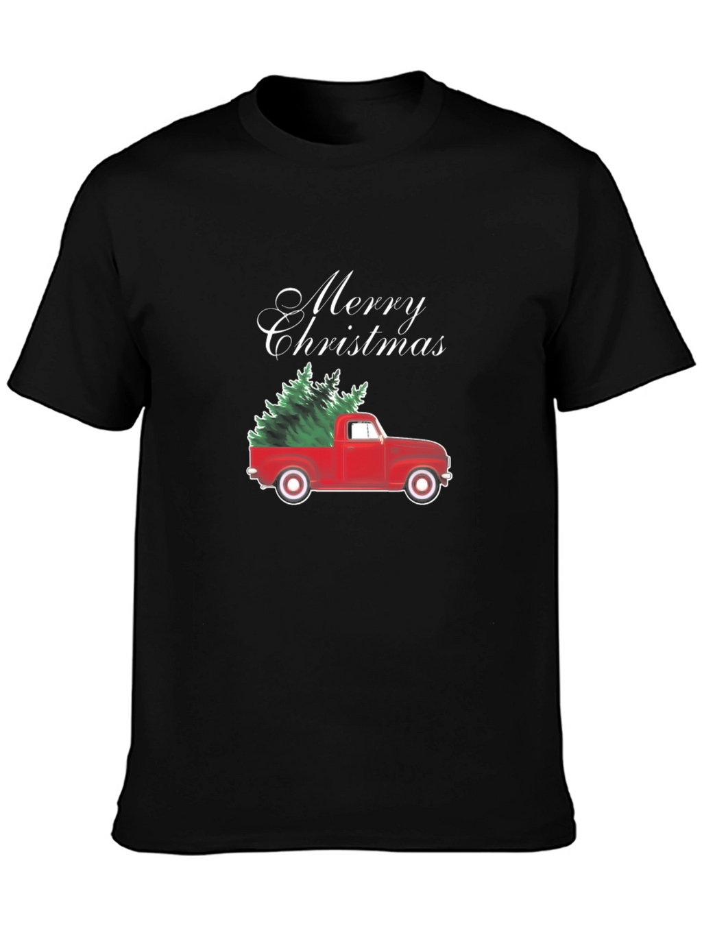Merry Christmas Red Truck Tree T-Shirt