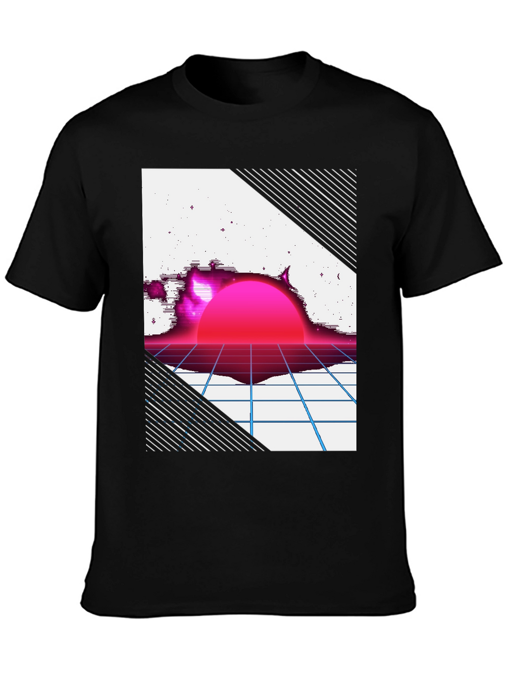 Retro Sunset Graphic Tee - Black T-Shirt