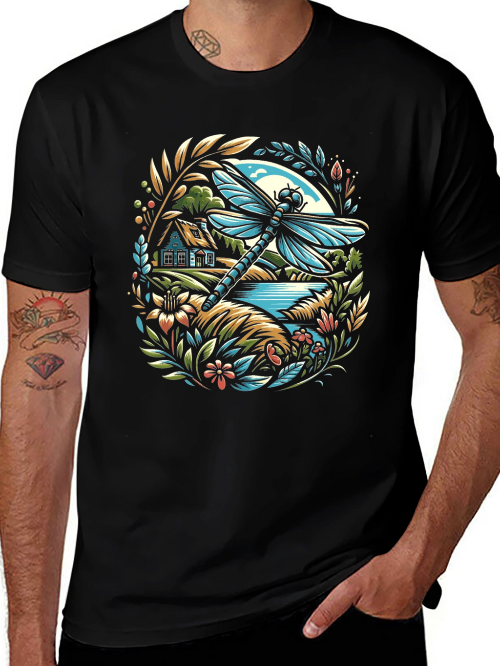Dragonfly Landscape Graphic T-Shirt