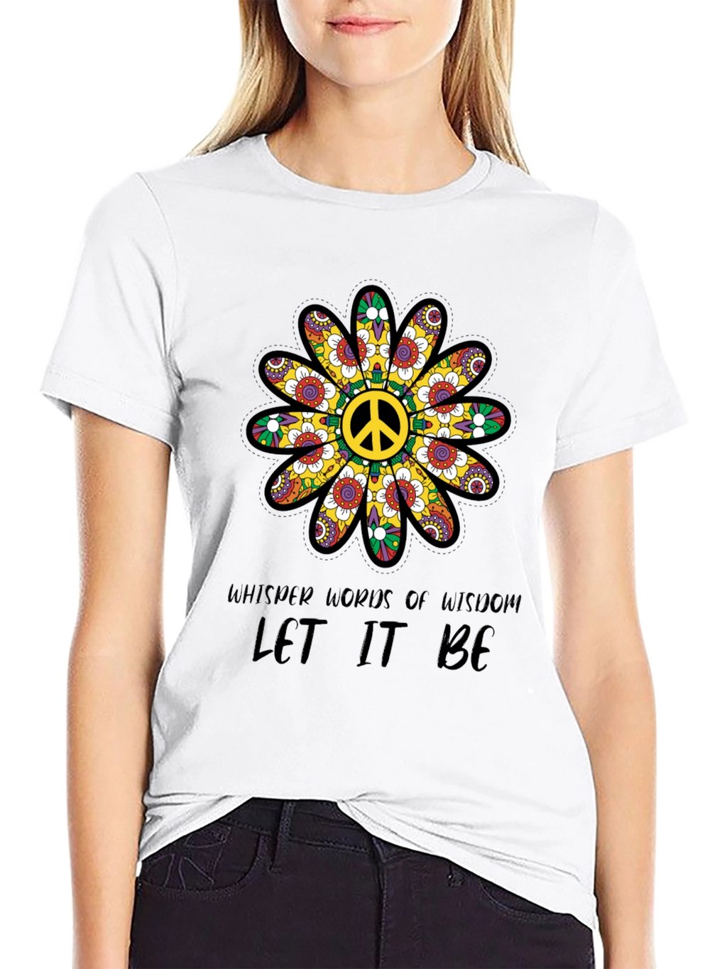 Peace Sign Flower T-Shirt - Let It Be