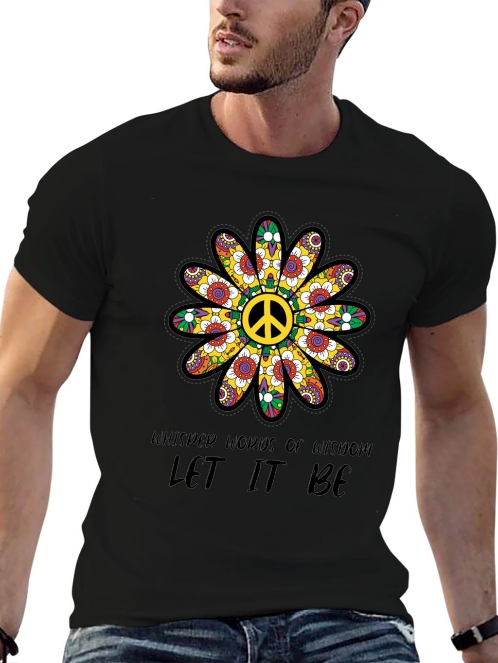Peace Sign Flower T-Shirt - Let It Be