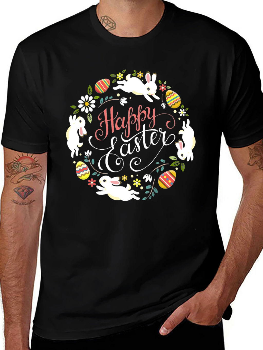 Happy Easter Bunny Wreath T-Shirt