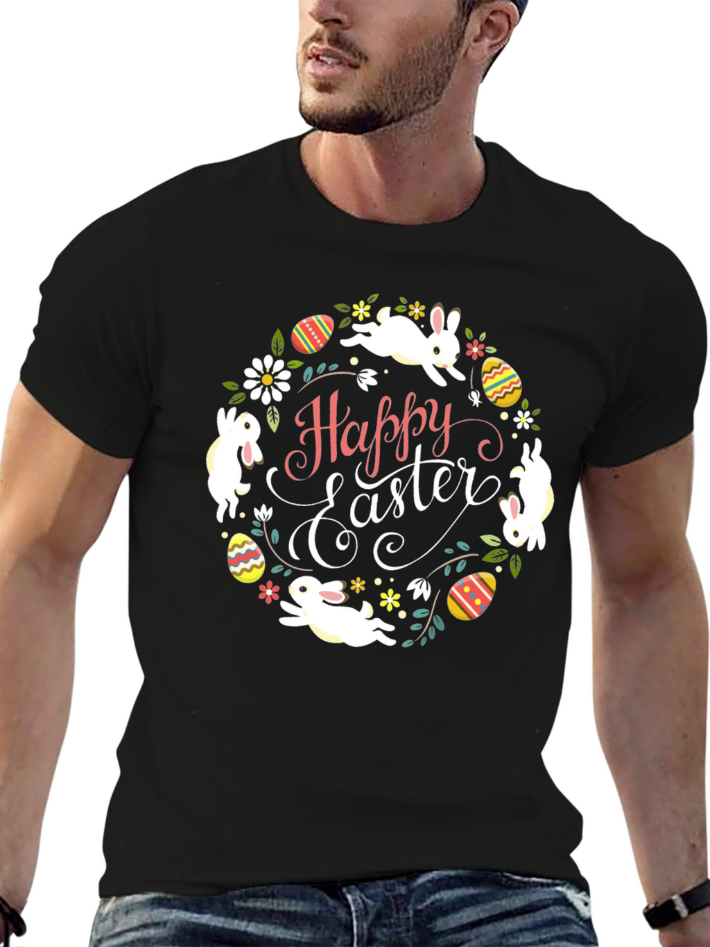 Happy Easter Bunny Wreath T-Shirt