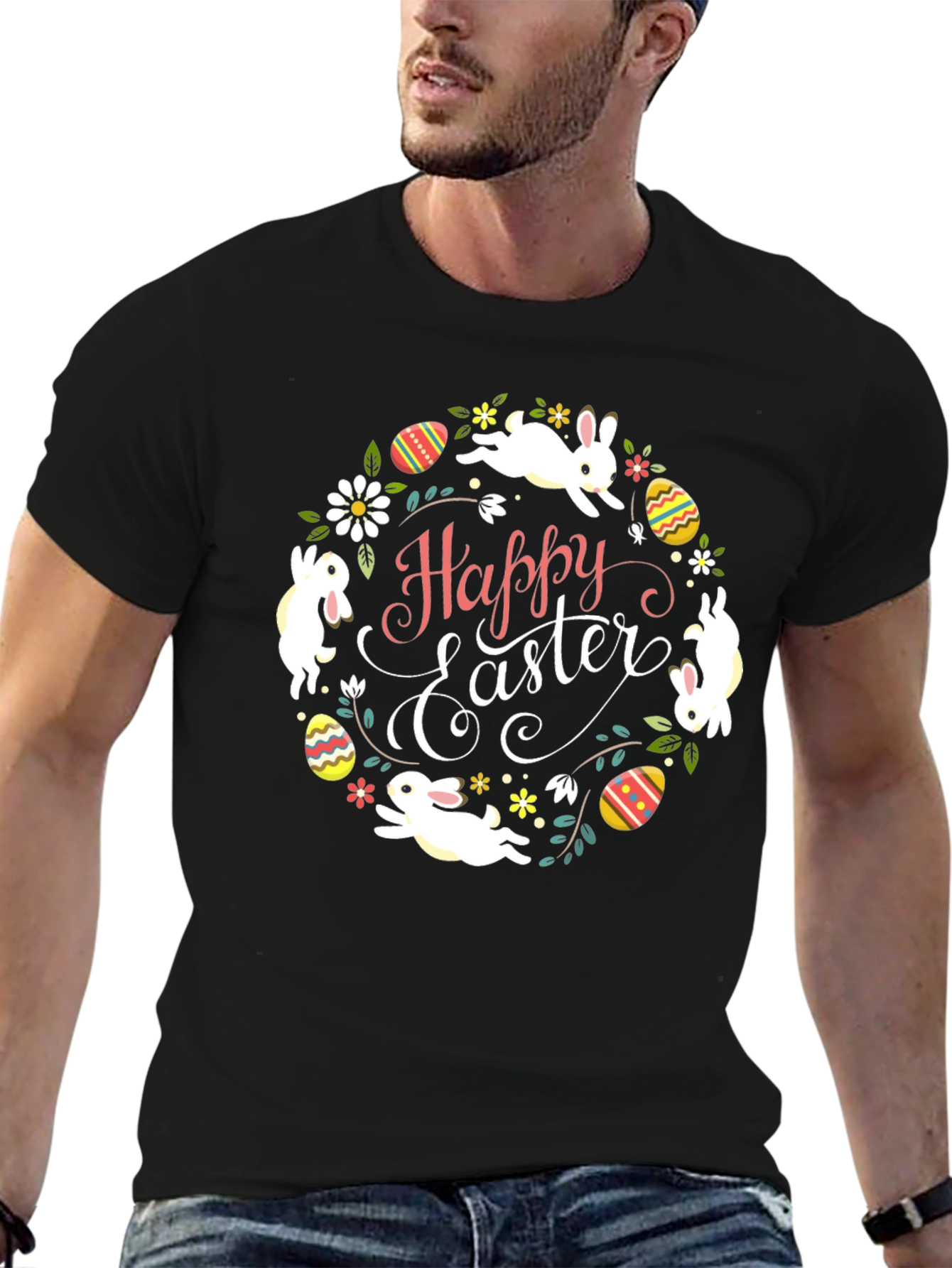 Happy Easter Bunny Wreath T-Shirt