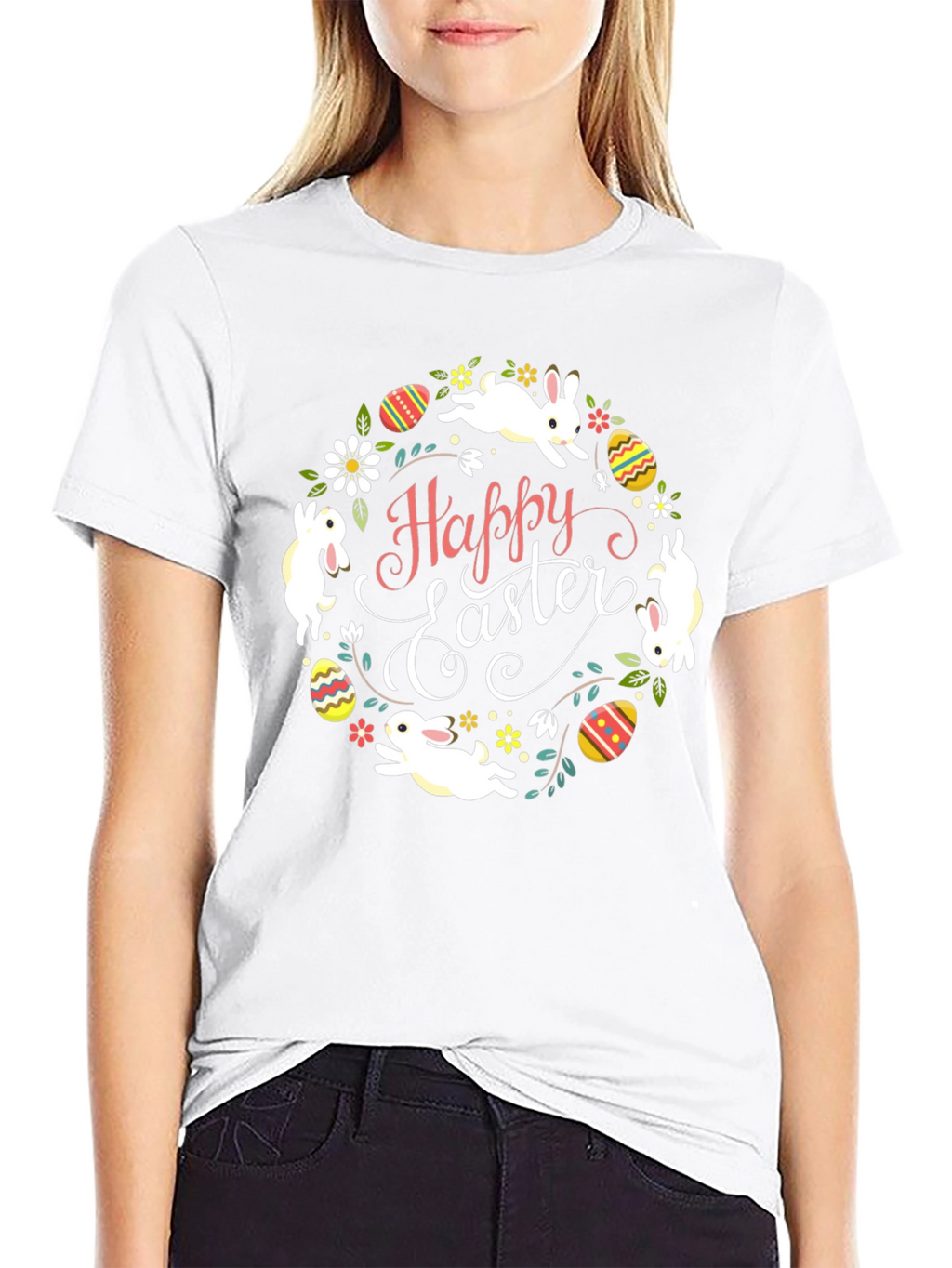 Happy Easter Bunny Wreath T-Shirt