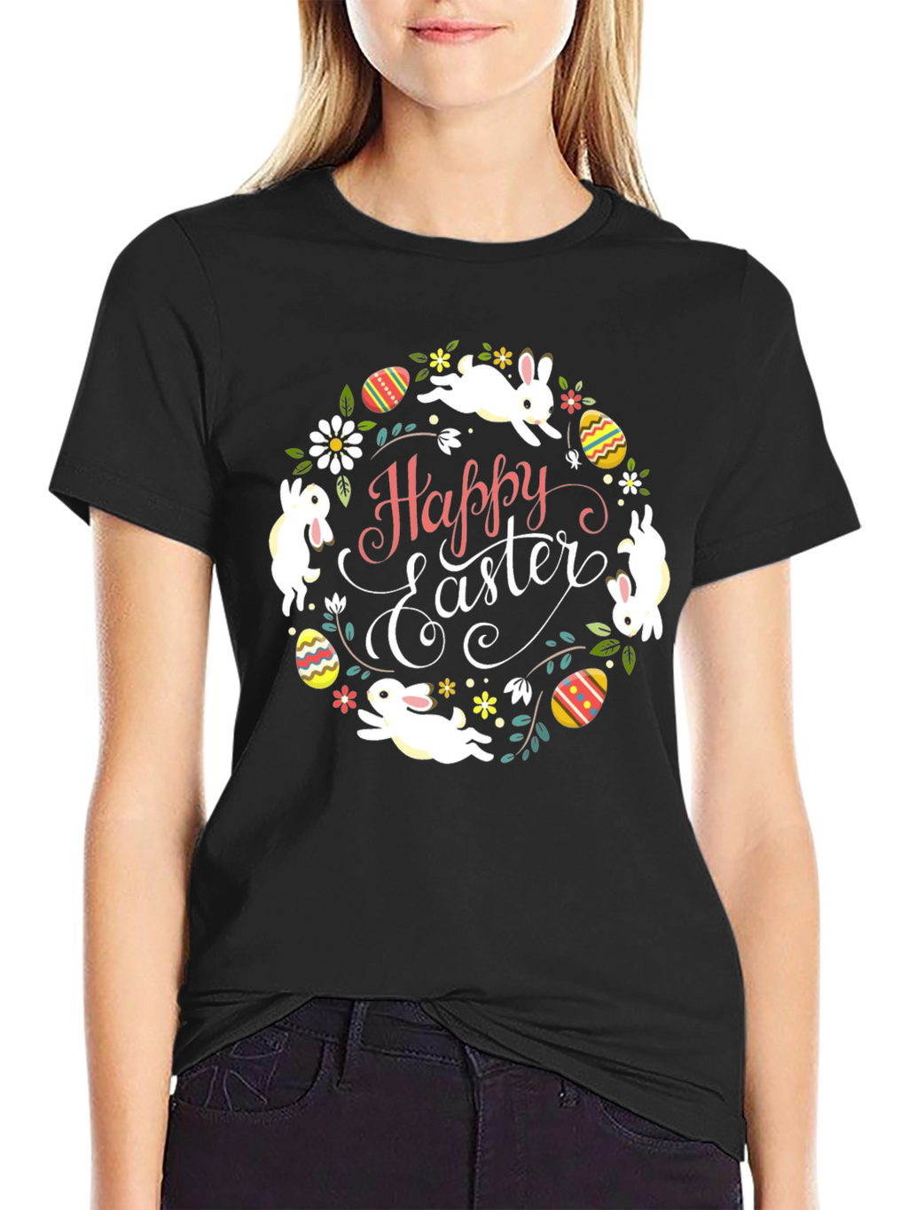 Happy Easter Bunny Wreath T-Shirt