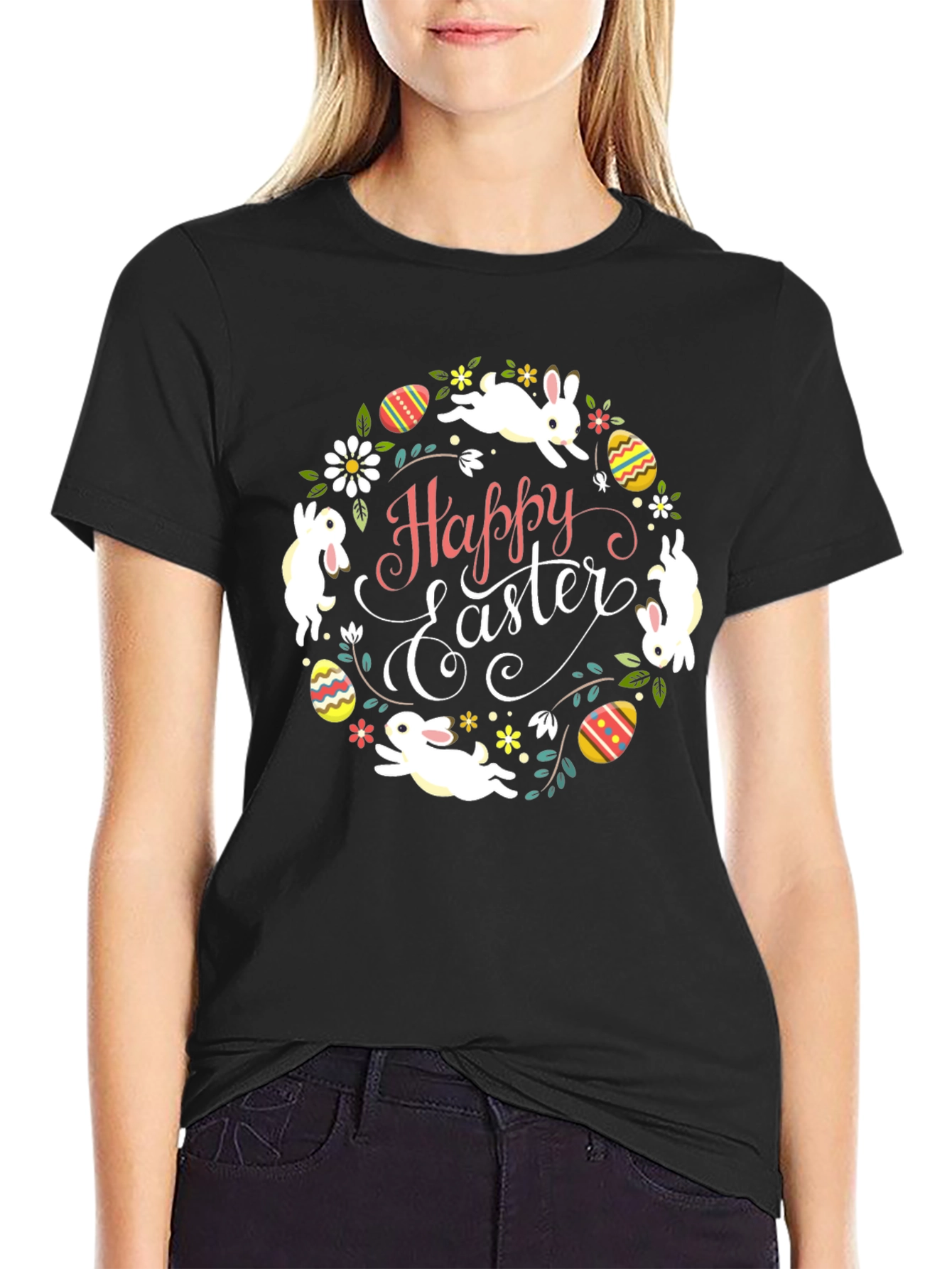 Happy Easter Bunny Wreath T-Shirt