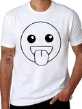 Silly Face Emoji Black T-Shirt