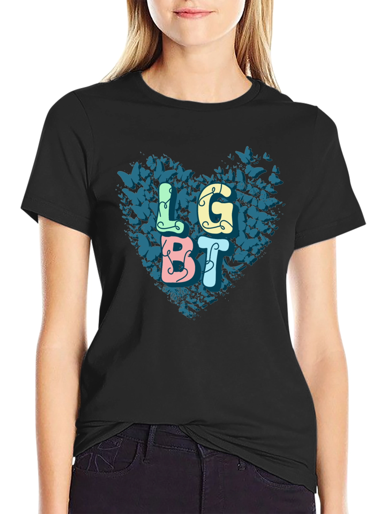 LGBT Butterfly Heart Graphic Tee - Pride T-Shirt