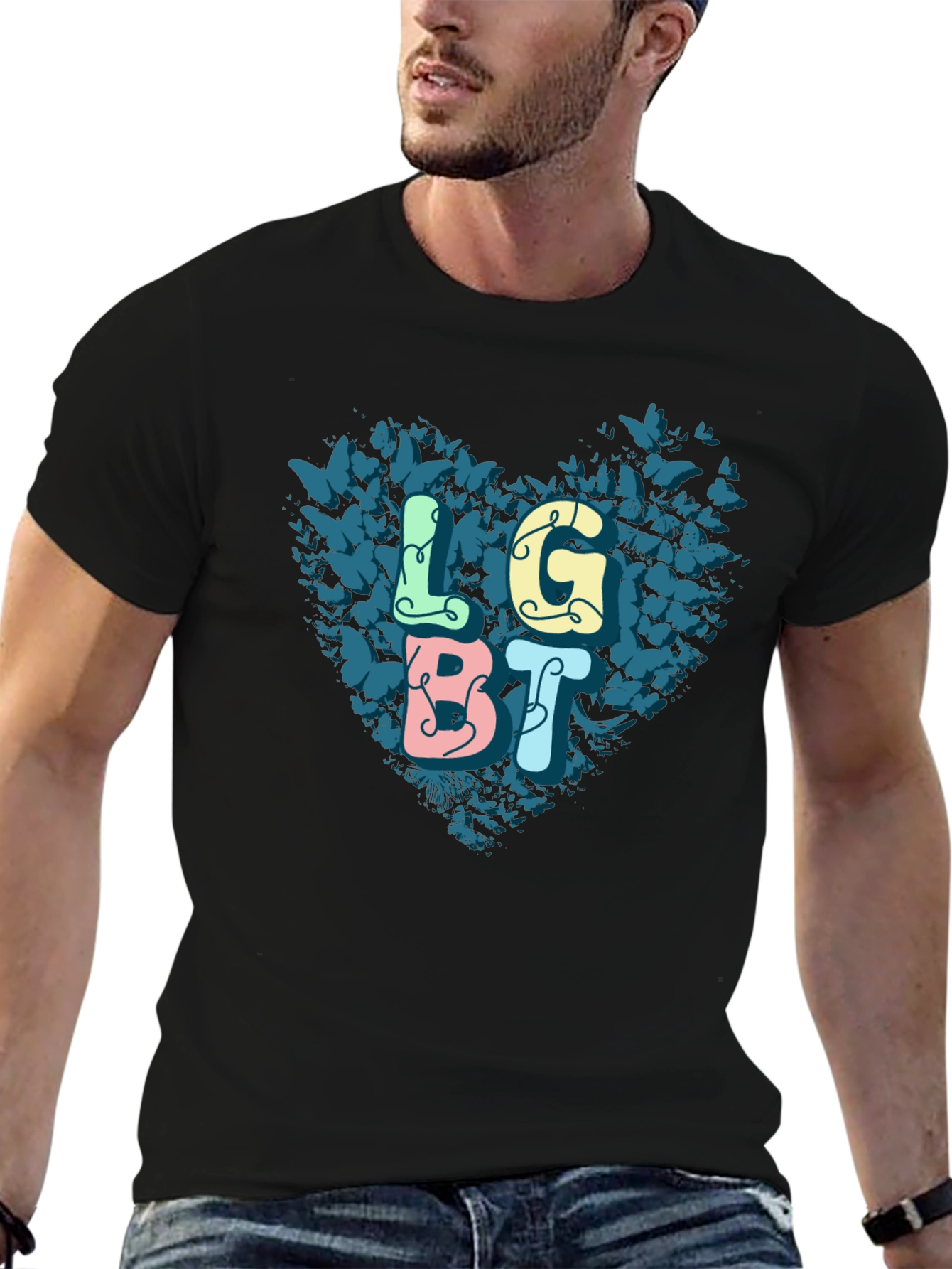 LGBT Butterfly Heart Graphic Tee - Pride T-Shirt