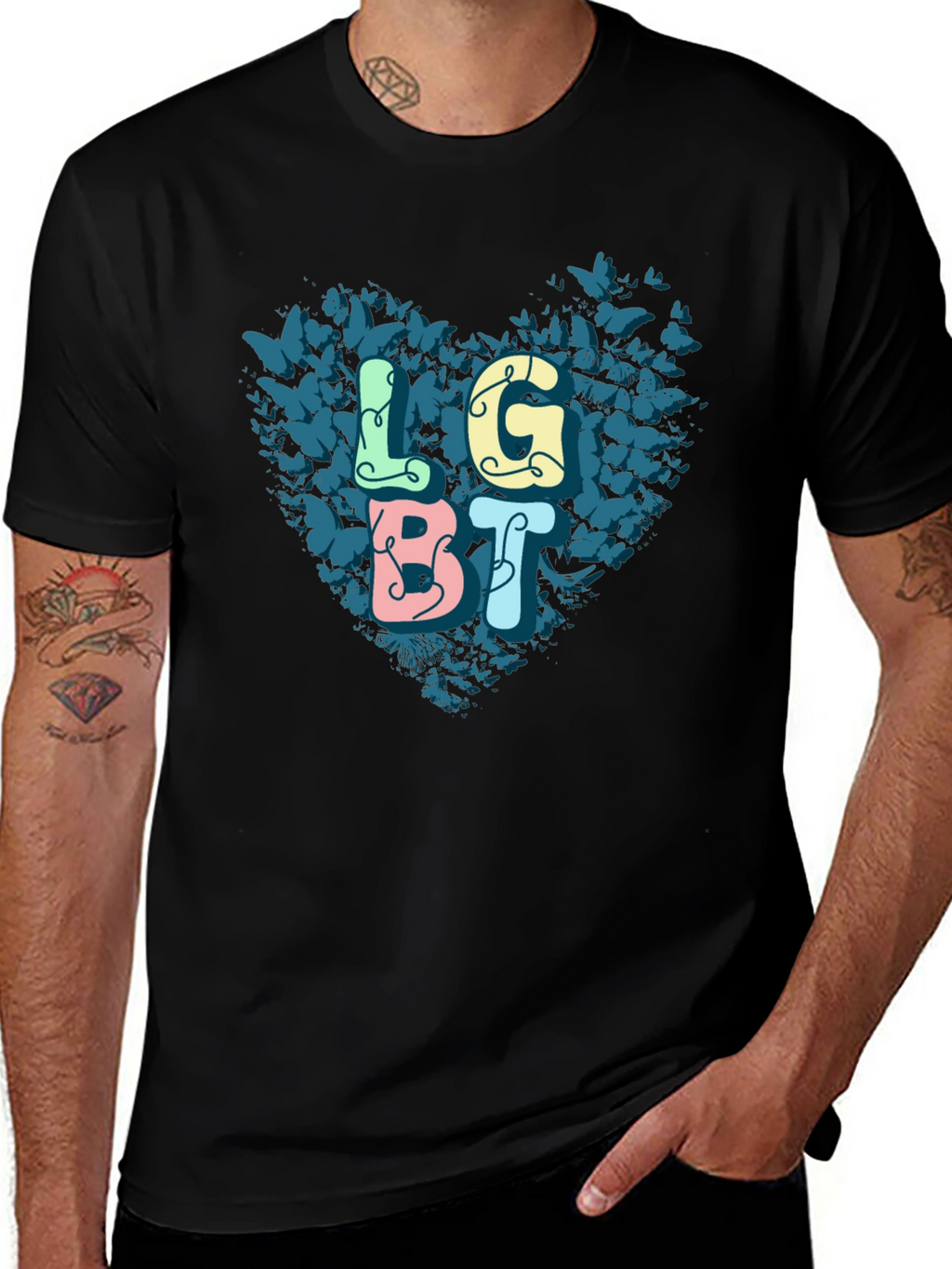 LGBT Butterfly Heart Graphic Tee - Pride T-Shirt