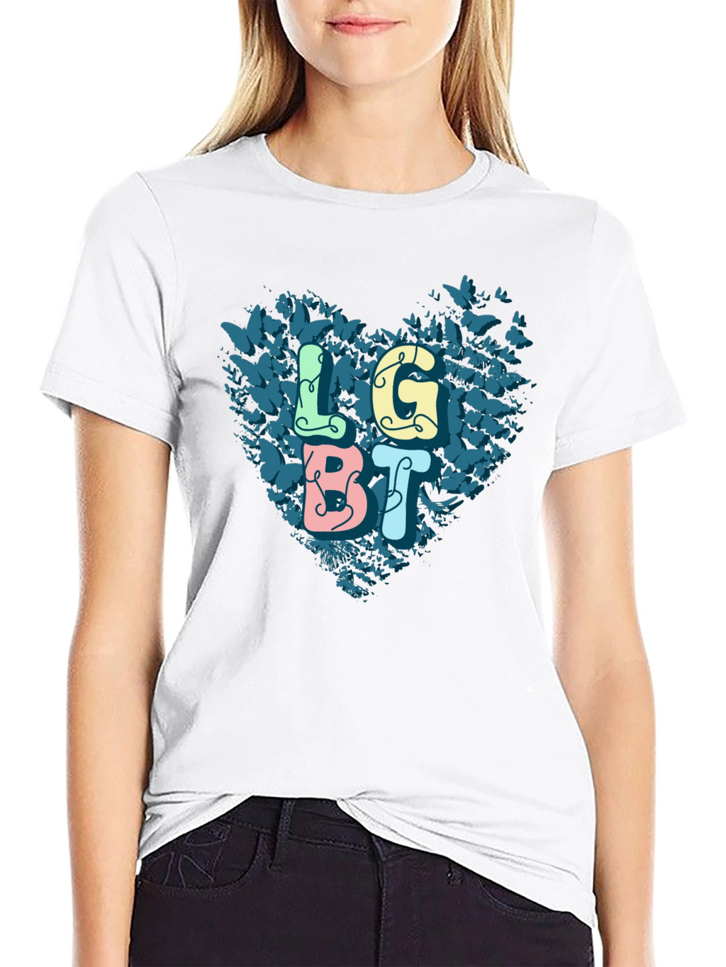 LGBT Butterfly Heart Graphic Tee - Pride T-Shirt