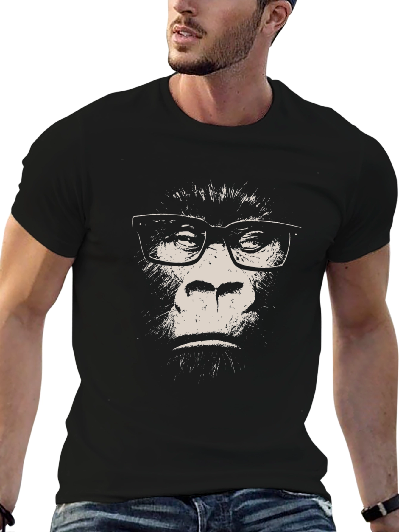Gorilla with Glasses T-Shirt - Black