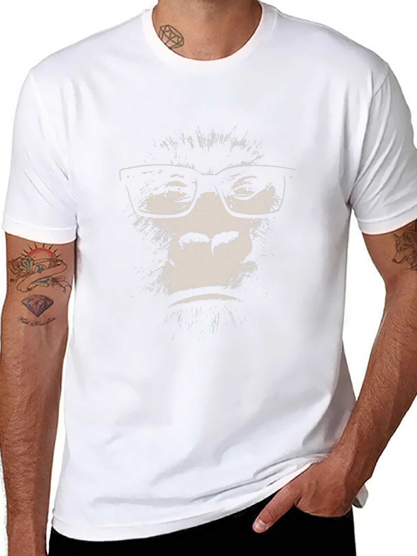 Gorilla with Glasses T-Shirt - Black