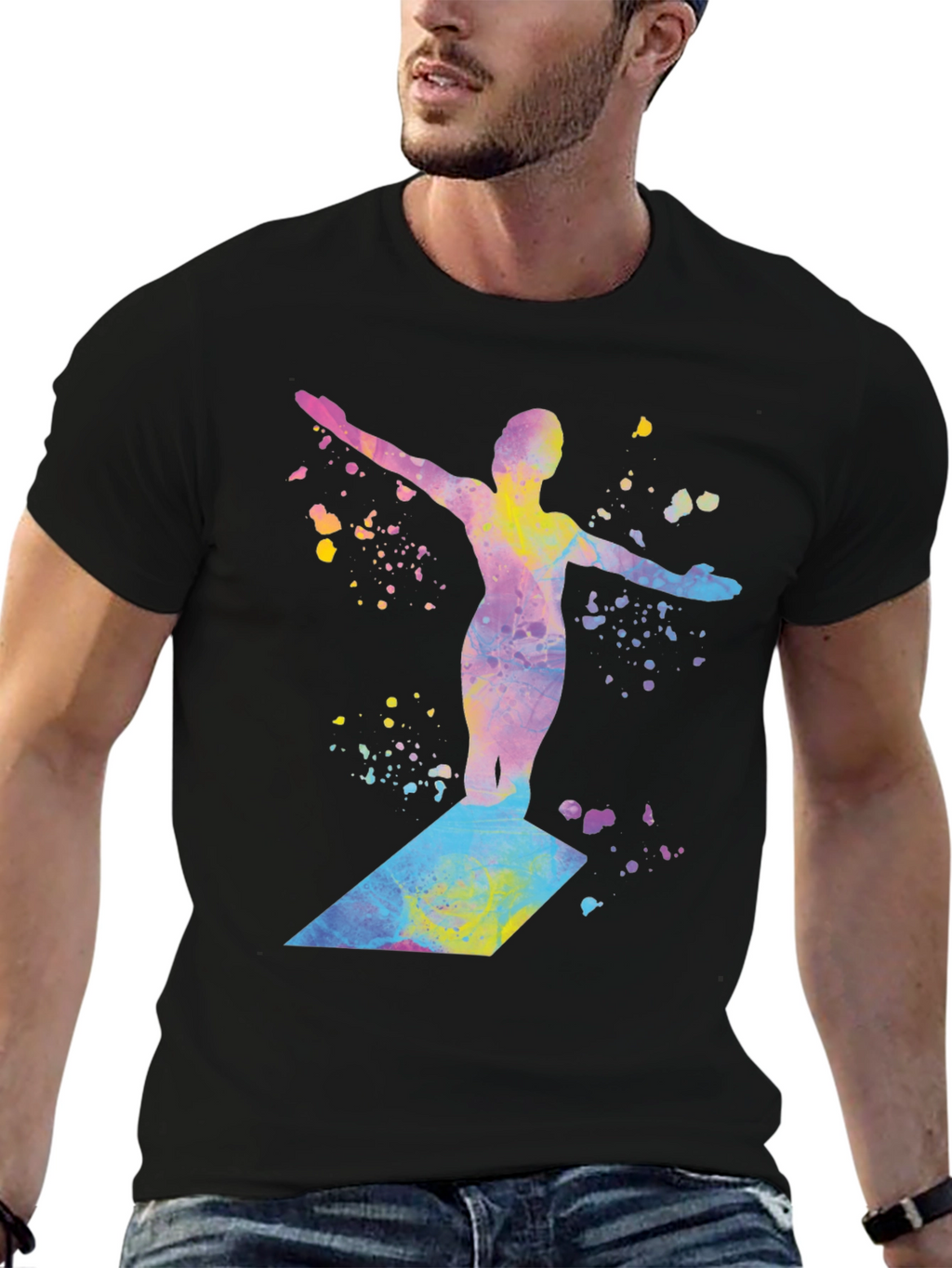 Watercolor Diver Graphic T-Shirt