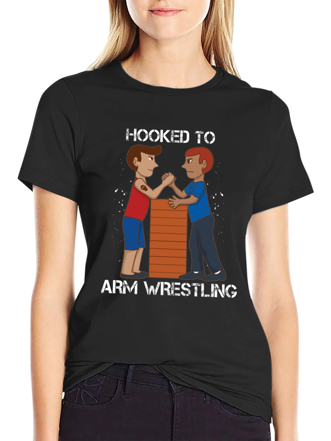 Hooked to Arm Wrestling Graphic Tee