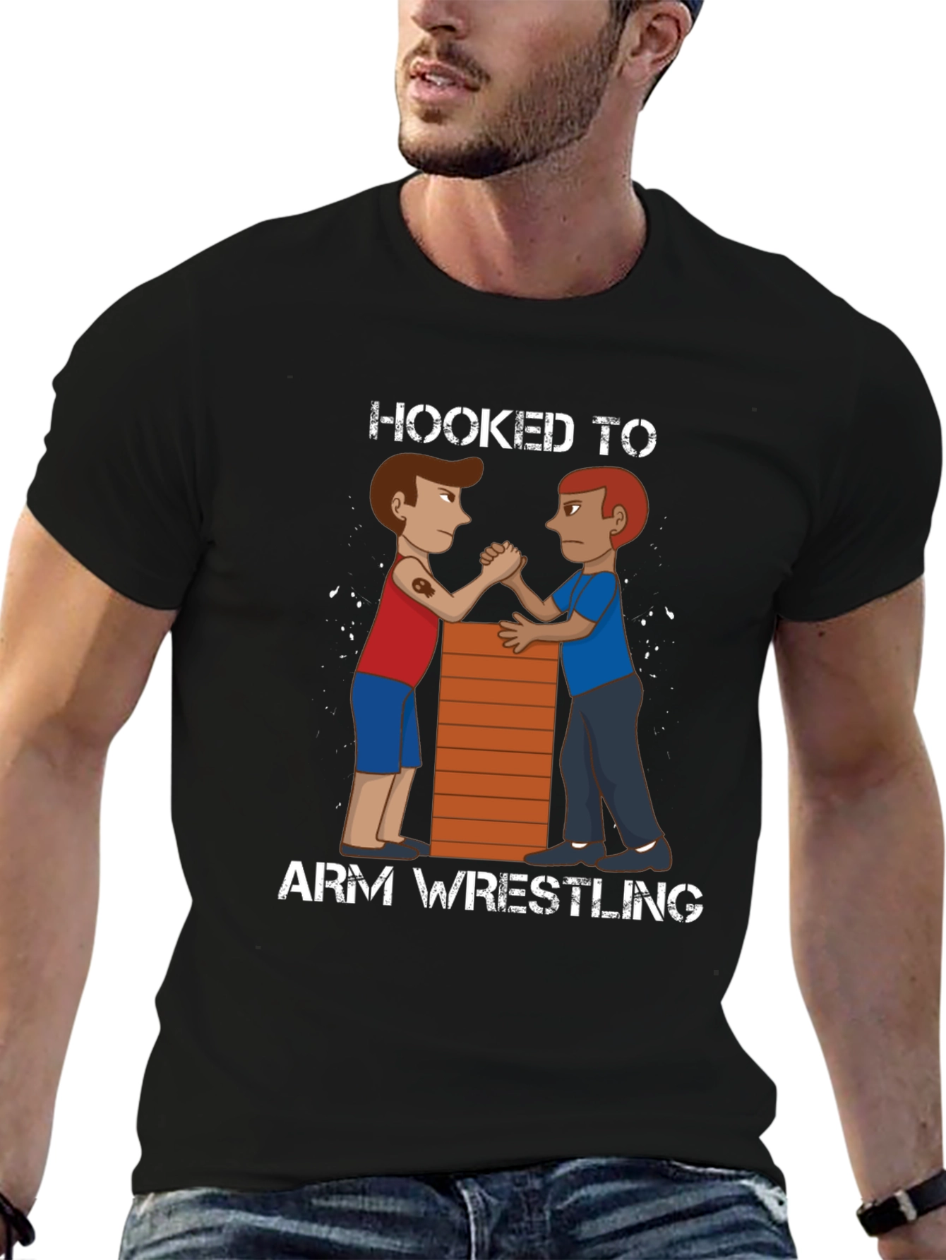 Hooked to Arm Wrestling Graphic Tee