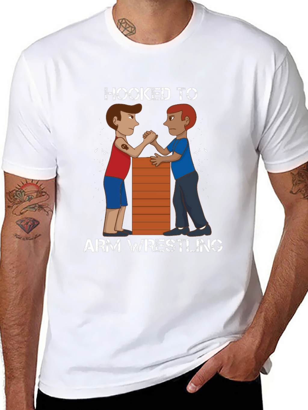 Hooked to Arm Wrestling Graphic Tee