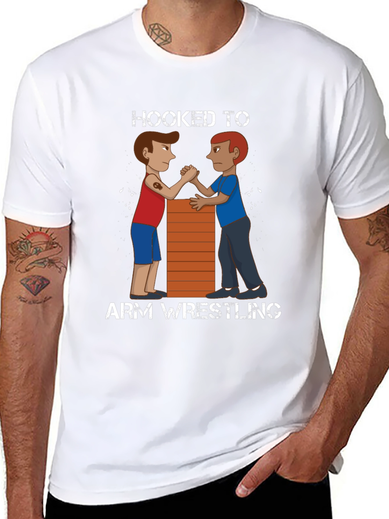 Hooked to Arm Wrestling Graphic Tee