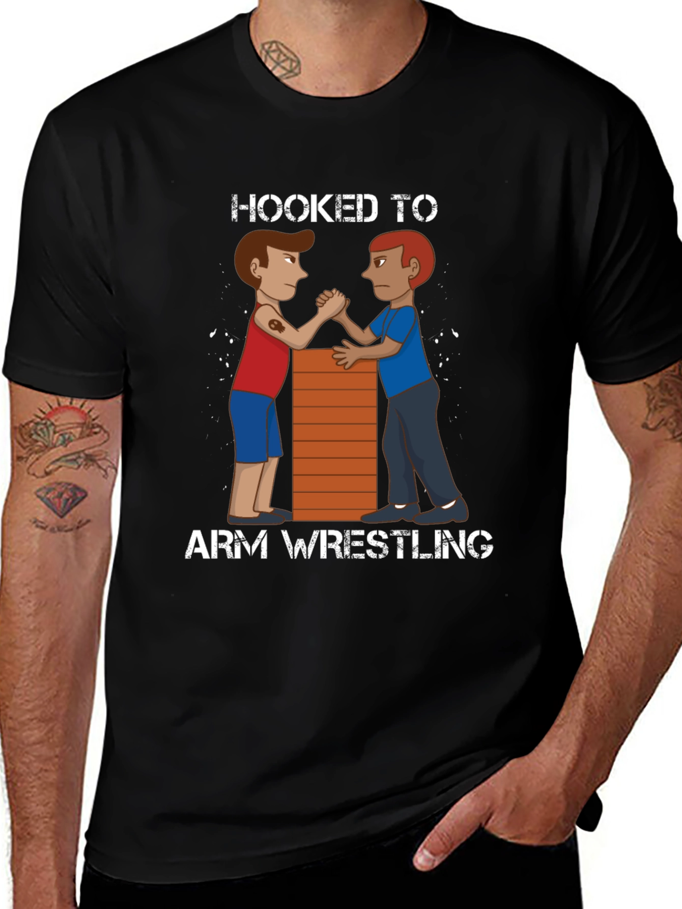 Hooked to Arm Wrestling Graphic Tee