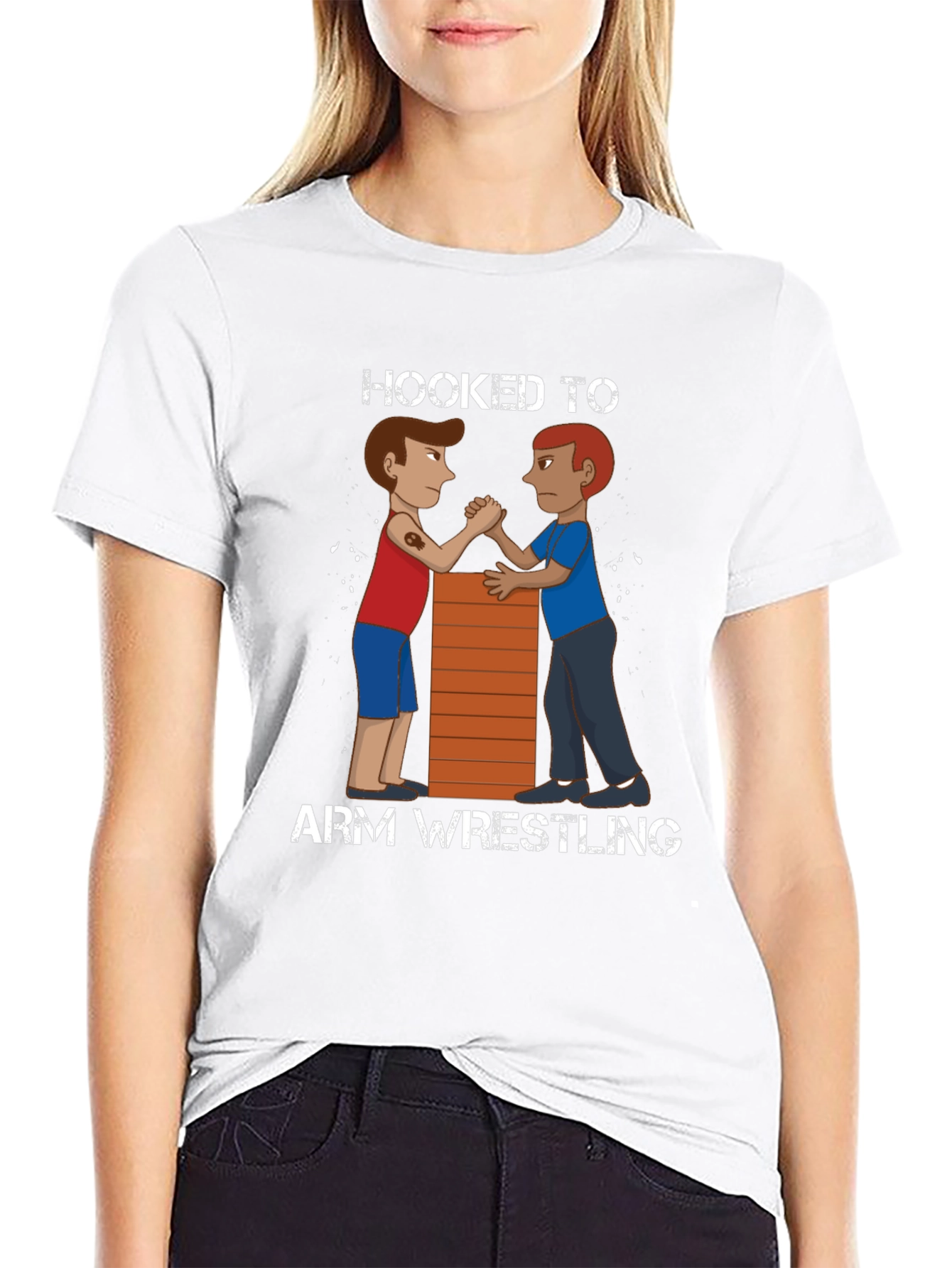 Hooked to Arm Wrestling Graphic Tee