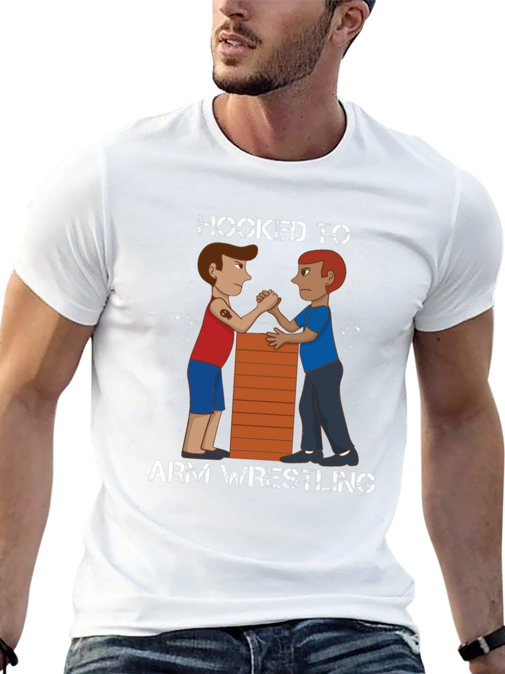 Hooked to Arm Wrestling Graphic Tee