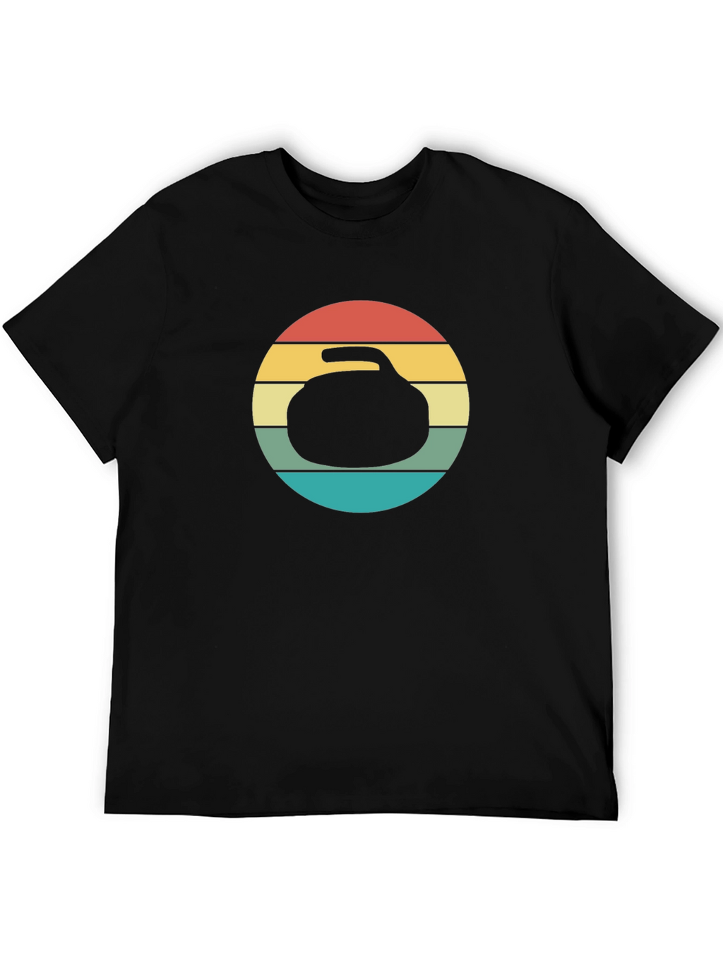 Retro Curling Stone Graphic Tee - Black T-Shirt