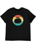 Retro Curling Stone Graphic Tee - Black T-Shirt
