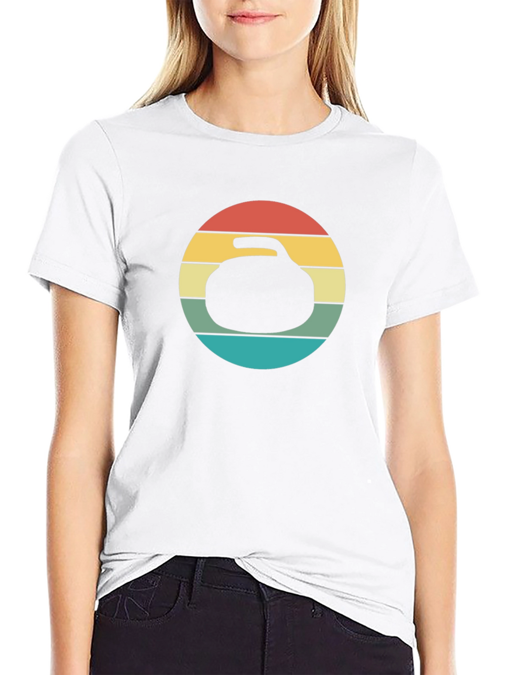 Retro Curling Stone Graphic Tee - Black T-Shirt