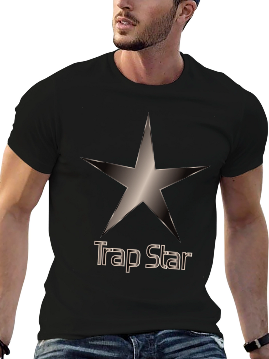 Trap Star Graphic Tee - Black Cotton T-Shirt