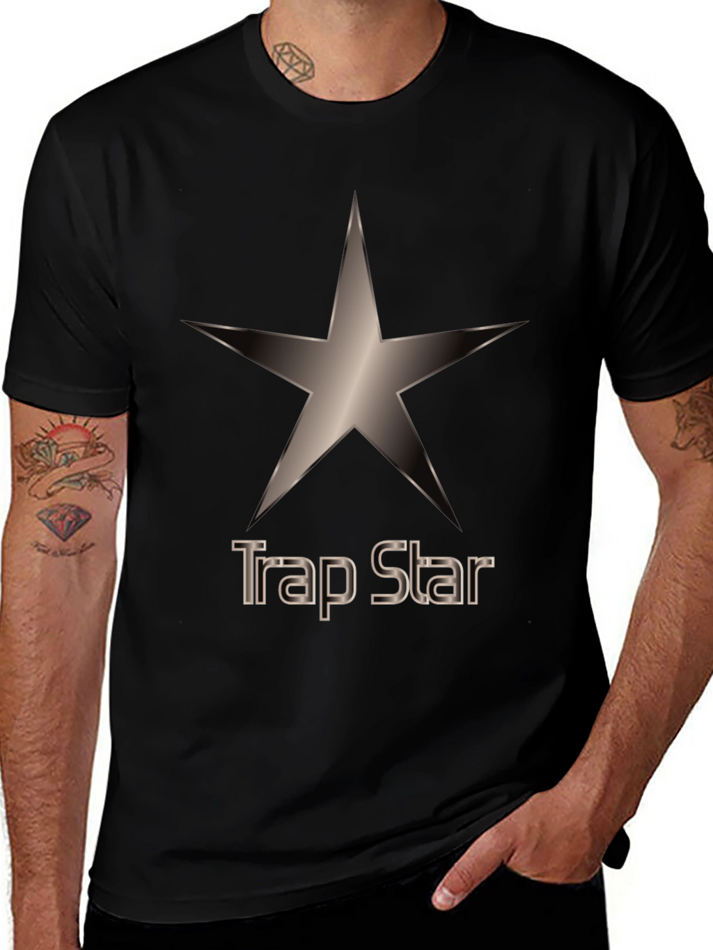 Trap Star Graphic Tee - Black Cotton T-Shirt
