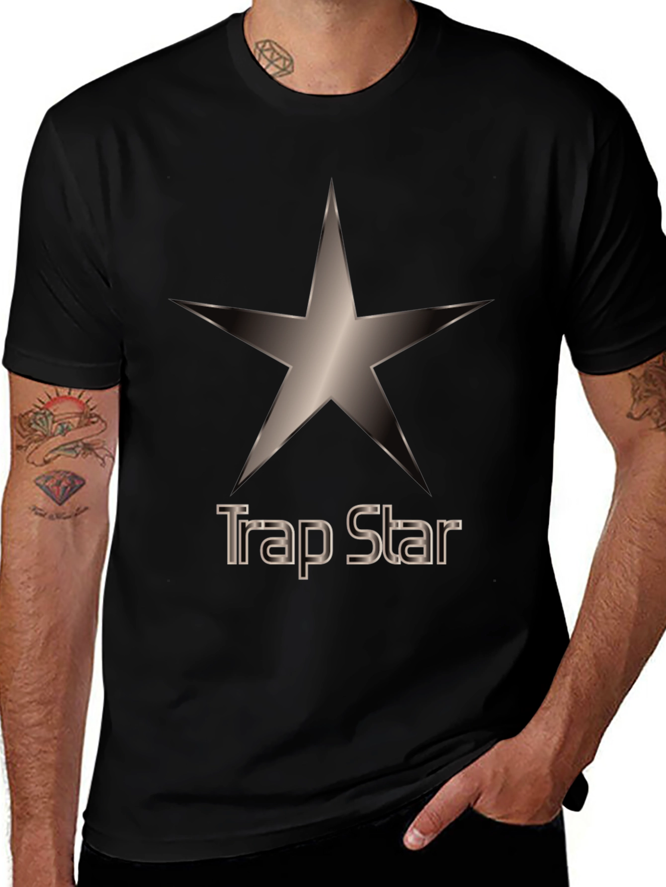 Trap Star Graphic Tee - Black Cotton T-Shirt