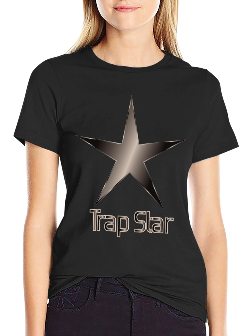 Trap Star Graphic Tee - Black Cotton T-Shirt
