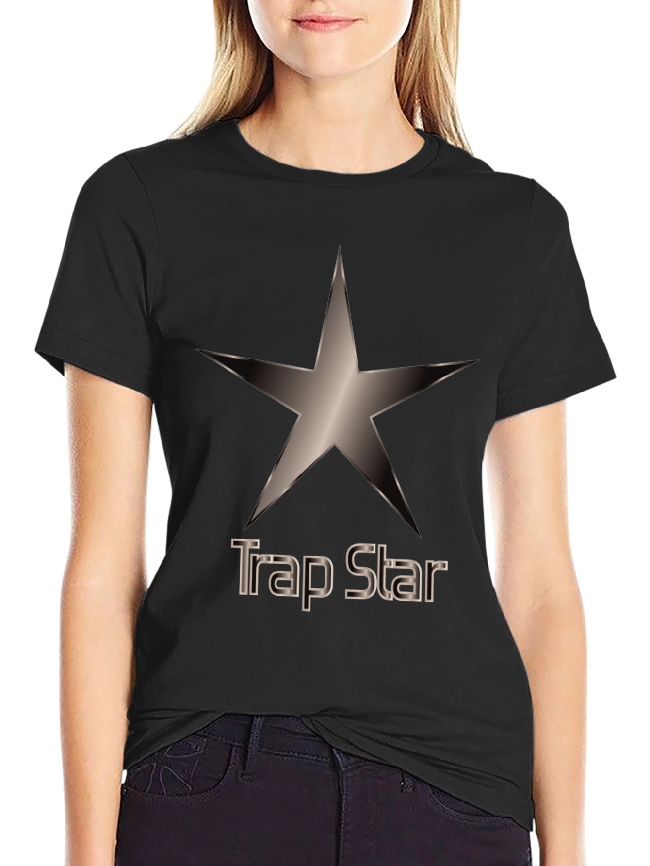 Trap Star Graphic Tee - Black Cotton T-Shirt