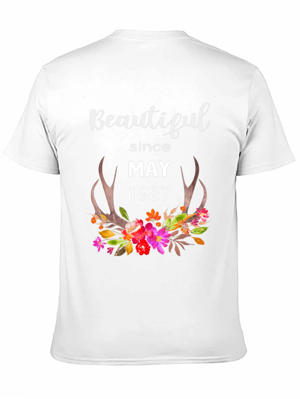 Beautiful Since May 1987 Floral Antler T-Shirt