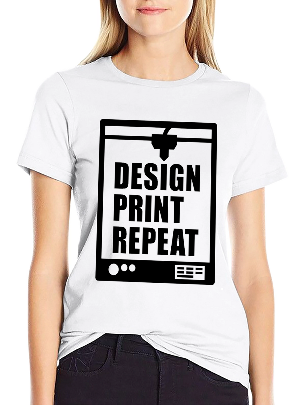 Design Print Repeat Black T-Shirt