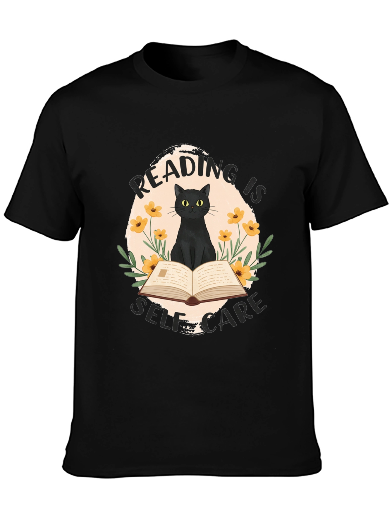 Reading is Self-Care Cat Graphic T-Shirt