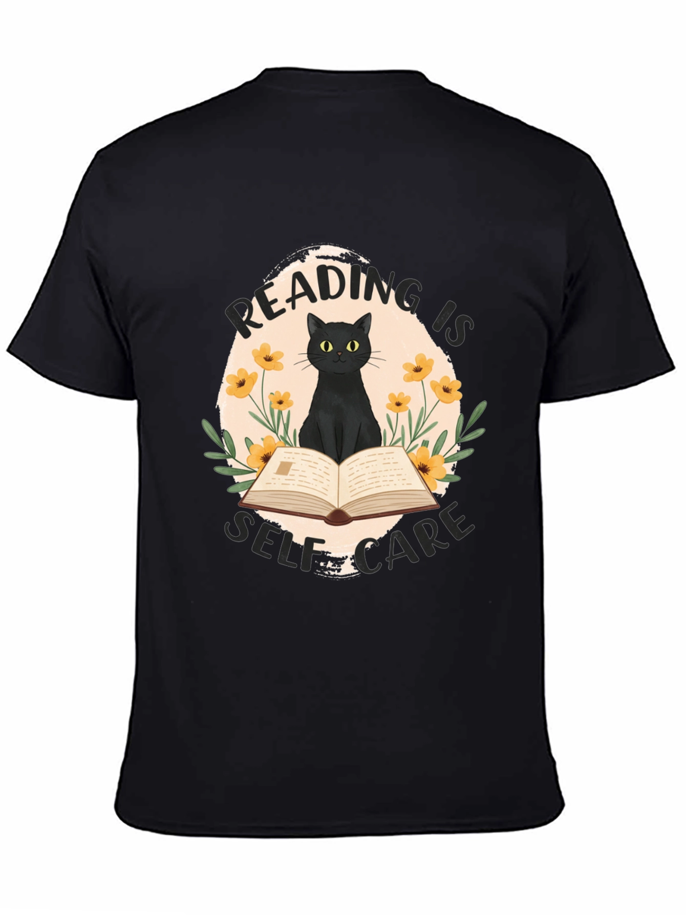 Reading is Self-Care Cat Graphic T-Shirt