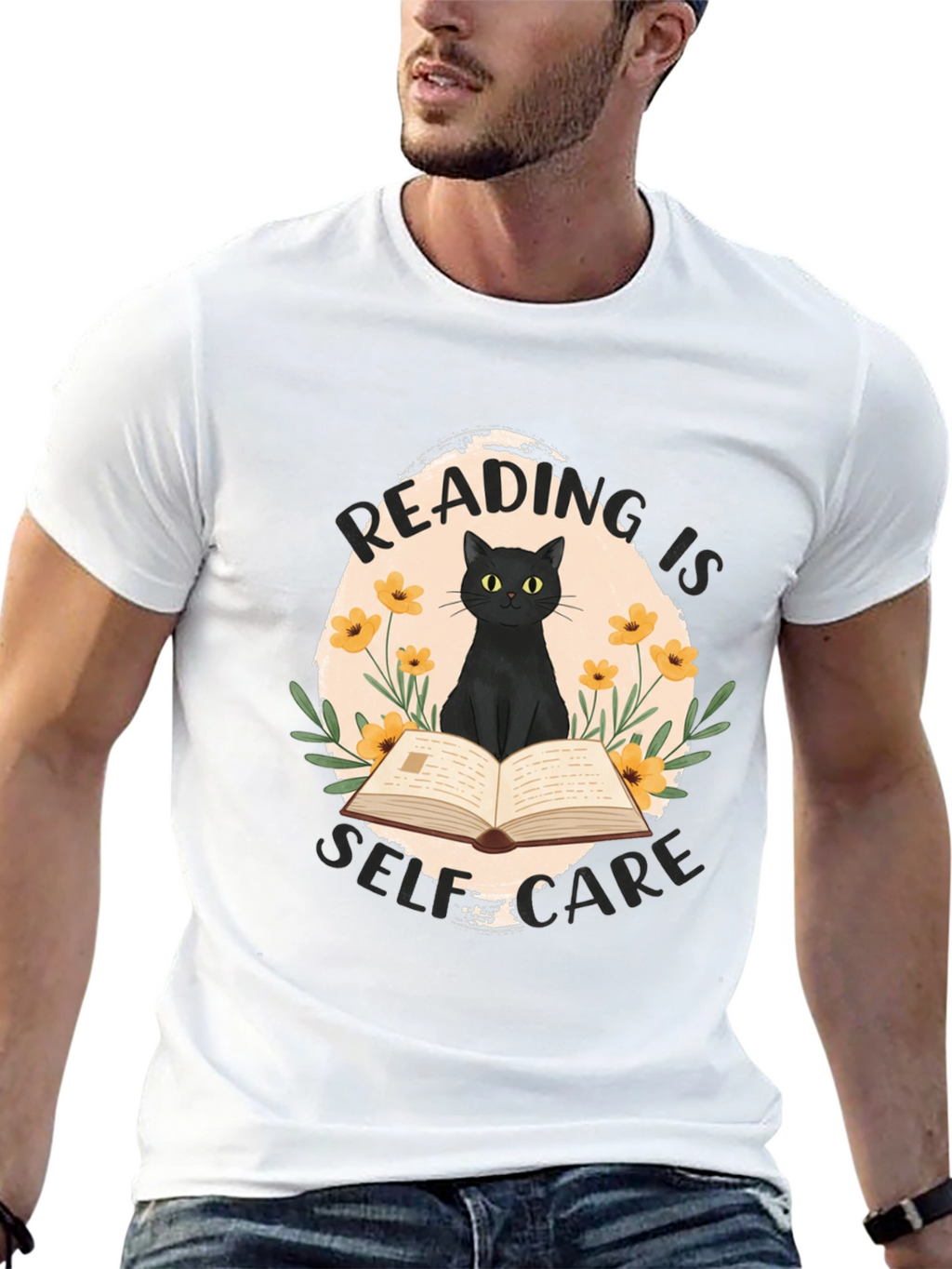 Reading is Self-Care Cat Graphic T-Shirt