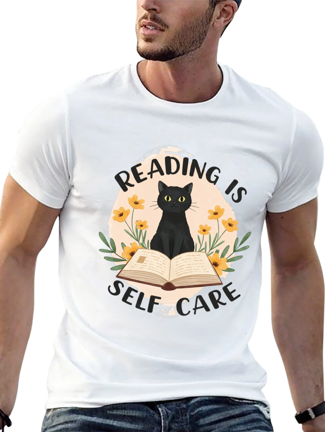 Reading is Self-Care Cat Graphic T-Shirt