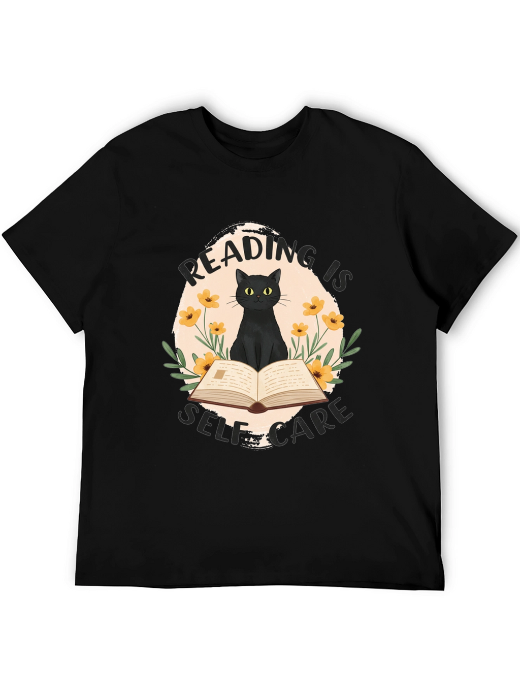 Reading is Self-Care Cat Graphic T-Shirt