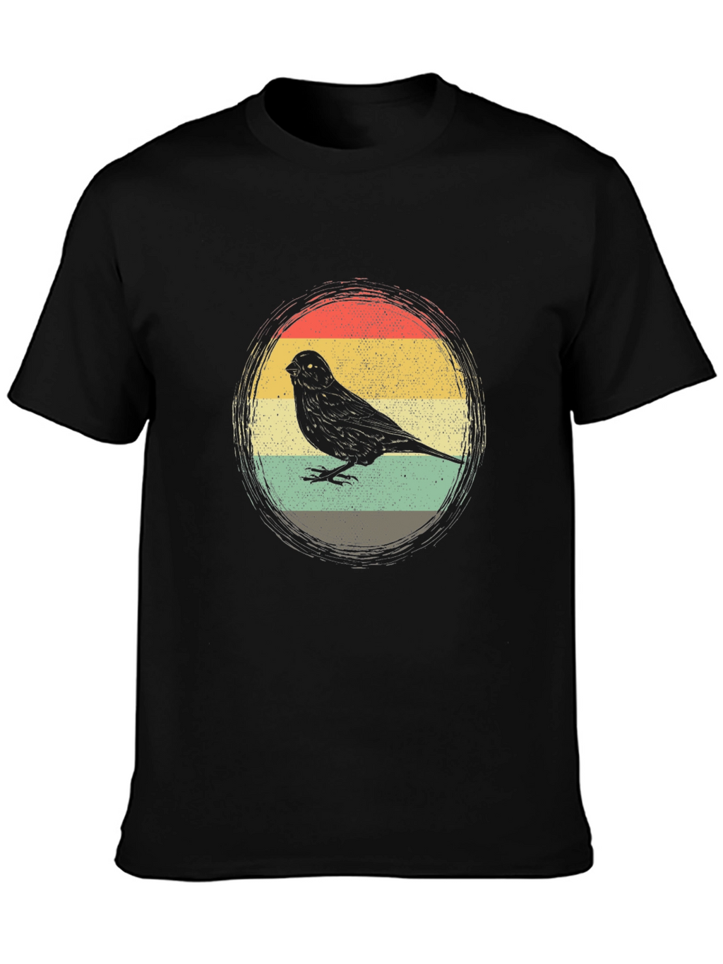 Retro Bird Graphic Tee - Stylish Mens Black T-Shirt